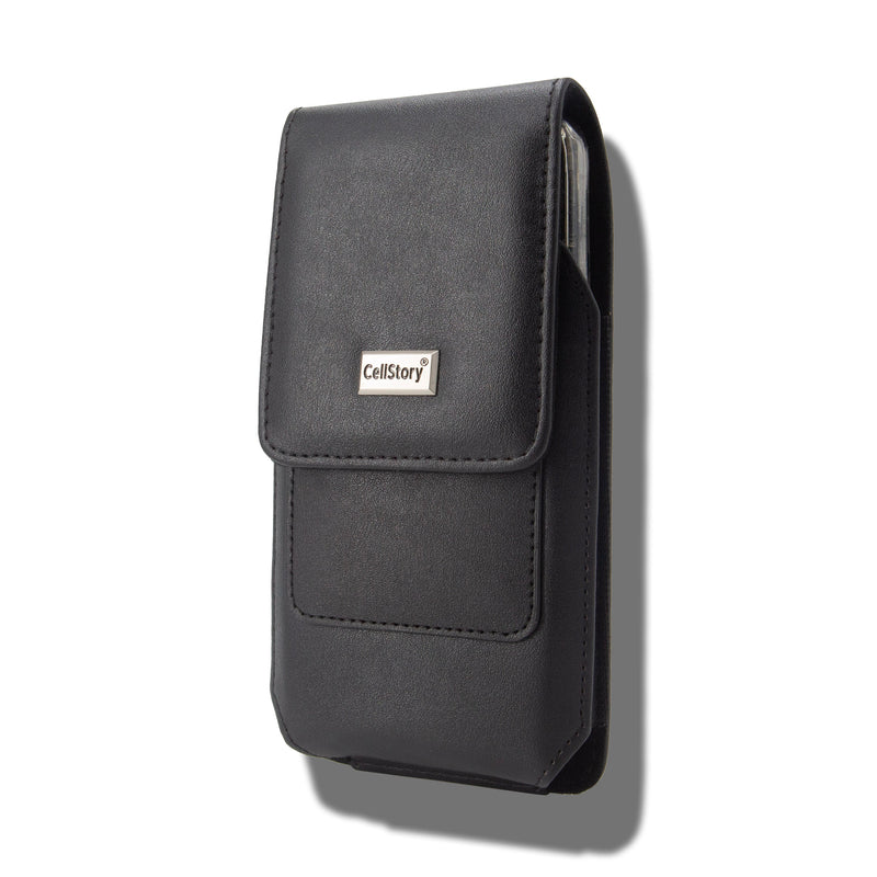 CellStory Leather Pouch Holster Vertical Magnetic Closure Belt Clip Loop Card Slot 5.5"