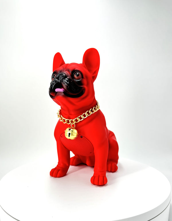 Portable Bluetooth Bulldog Speakers With Microphone Red