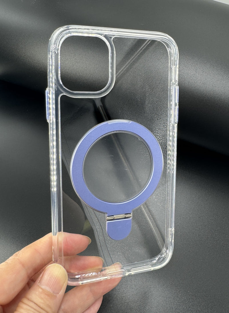 Magsafe Metal Stand Magnetic Phone Case Transparent For Iphone 11 (6.1")