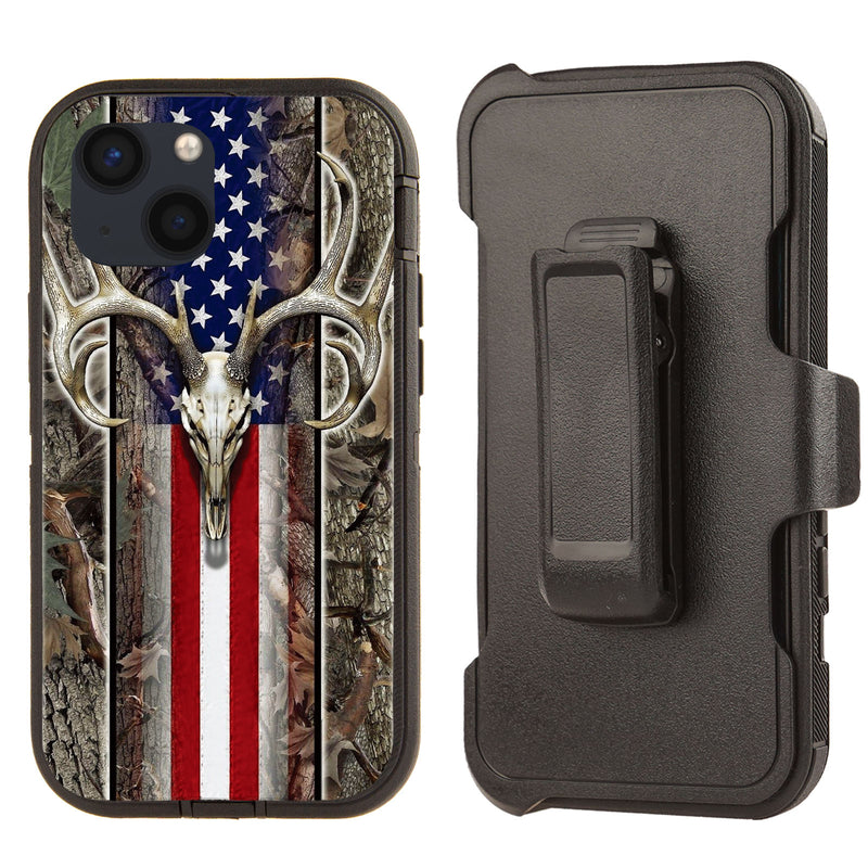 Shockproof Case for Apple iPhone 16 pro Deer Skull Cover Rugged With Clip