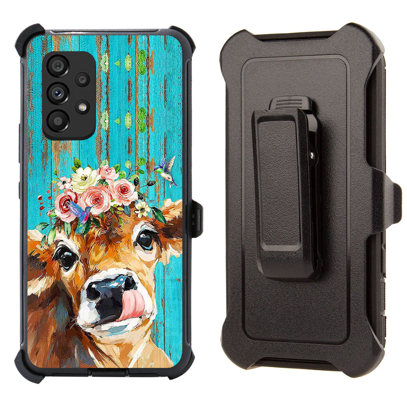 Printed Rugged Shockproof Case for Samsung Galaxy A35 5G with Clip