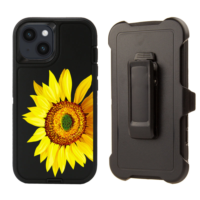 Shockproof Case for Apple iPhone 16 plus Cover Rugged Heavy Duty Sunflower