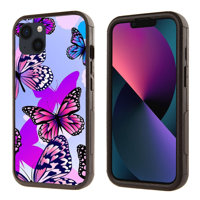 Printed Rugged Shockproof Case for Apple iPhone 16 Purple Butterfly