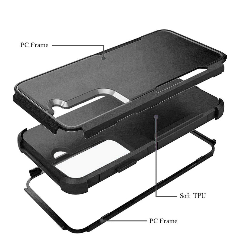 For Samsung S23 Ultra Tuff Anti-Slip Hybrid Case Cover - Black