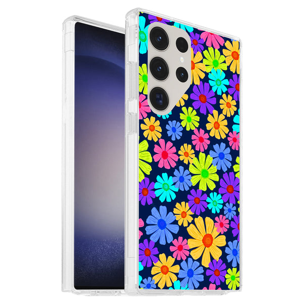 Hard Shockproof Case Cover for Samsung S23 Ultra 5G Multi Colored Flower