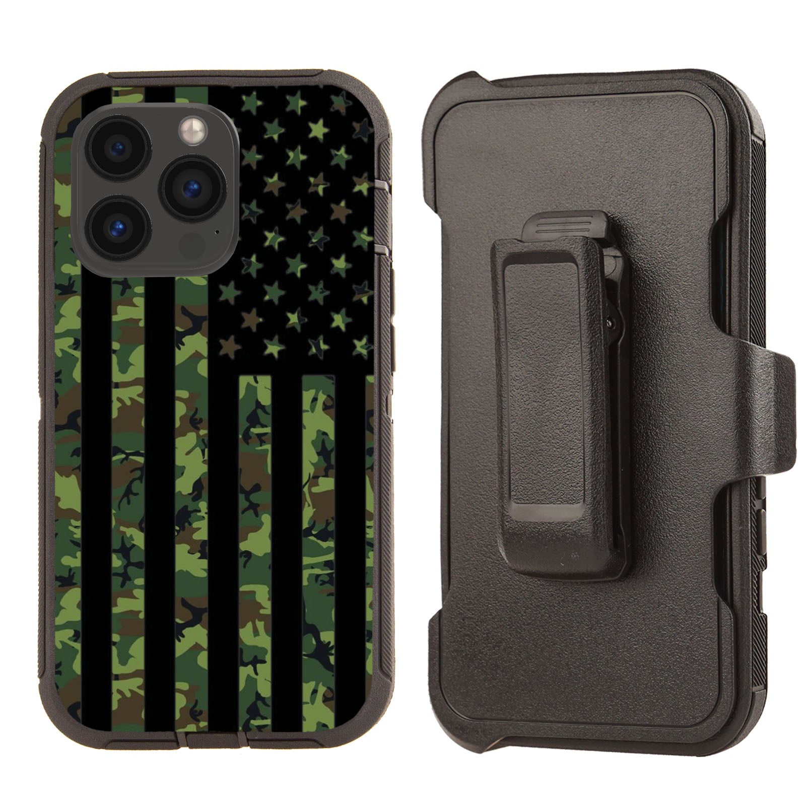 Shockproof Case for Apple iPhone 13 Pro Max Military Camouflage USA Fl