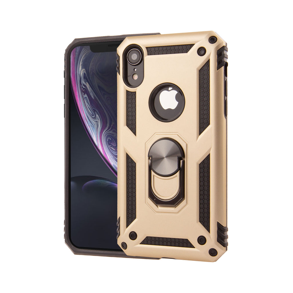 Wholesale iPhone Xr Tech Armor Ring Grip Case with Metal Plate (Gold)
